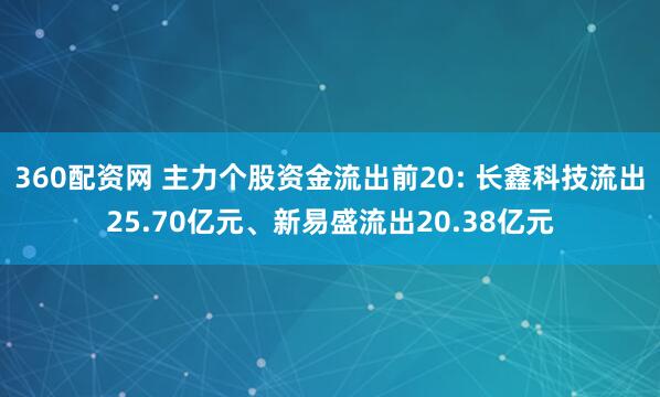 360配资网 主力个股资金流出前20: 长鑫科技流出25.70亿元、新易盛流出20.38亿元